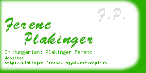 ferenc plakinger business card